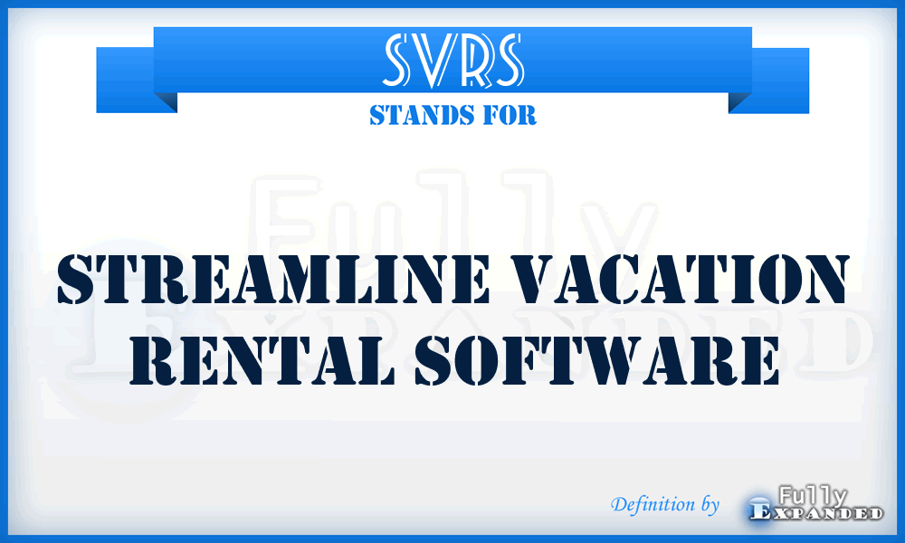 SVRS - Streamline Vacation Rental Software