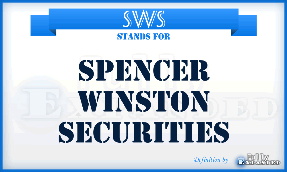 SWS - Spencer Winston Securities