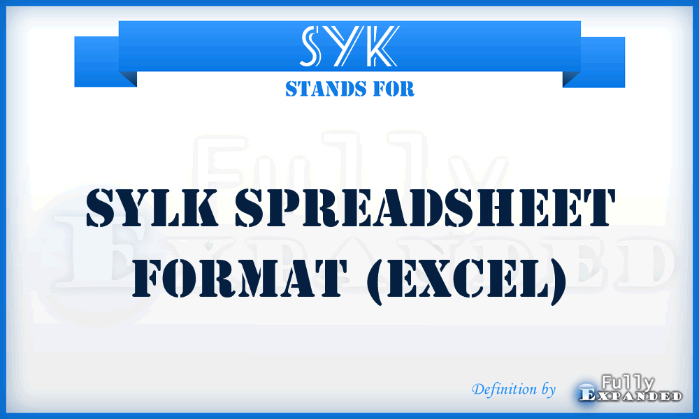 SYK - SYLK spreadsheet format (Excel)