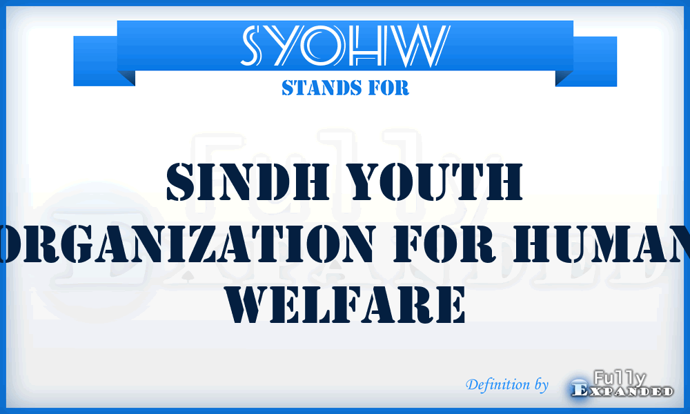 SYOHW - Sindh Youth Organization for Human Welfare