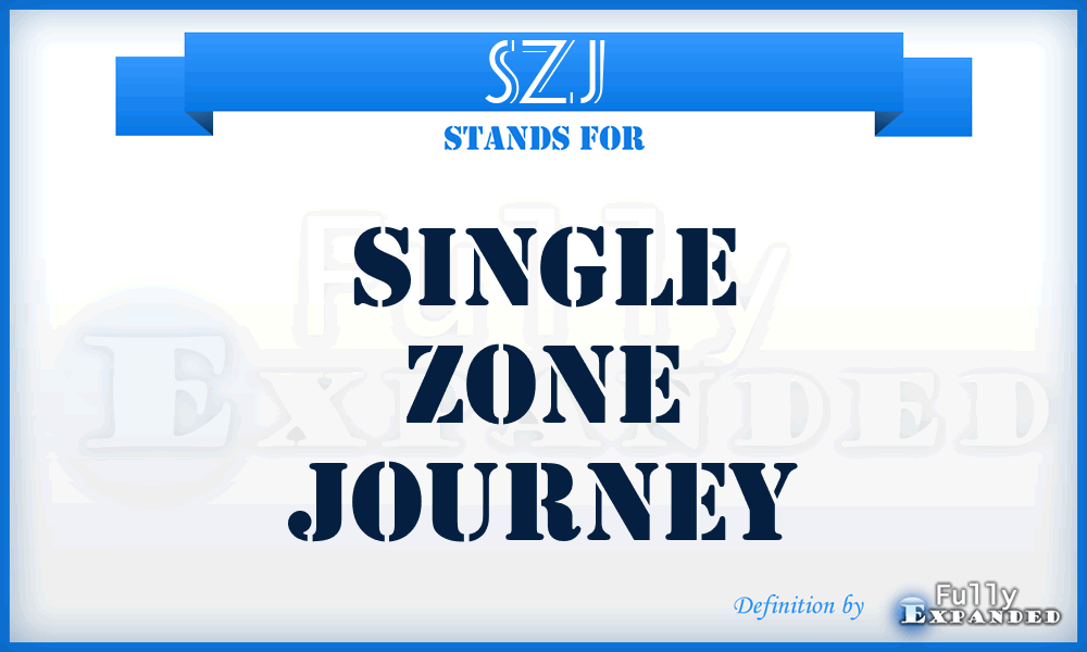 SZJ - Single Zone Journey