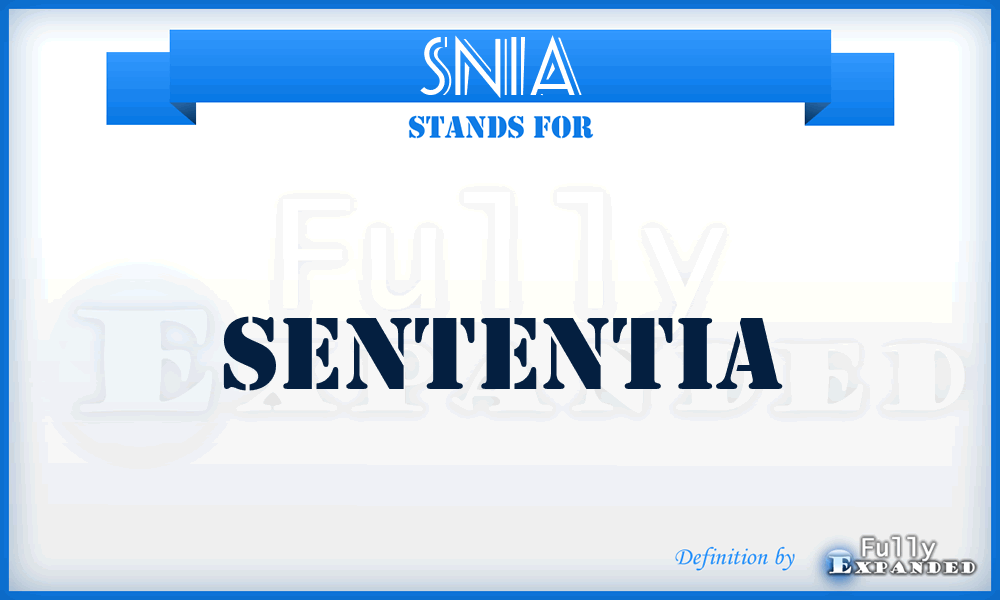 Snia - Sententia