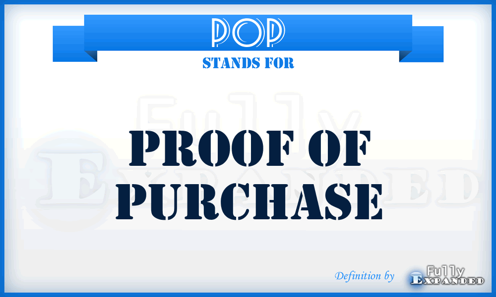 POP - Proof Of Purchase