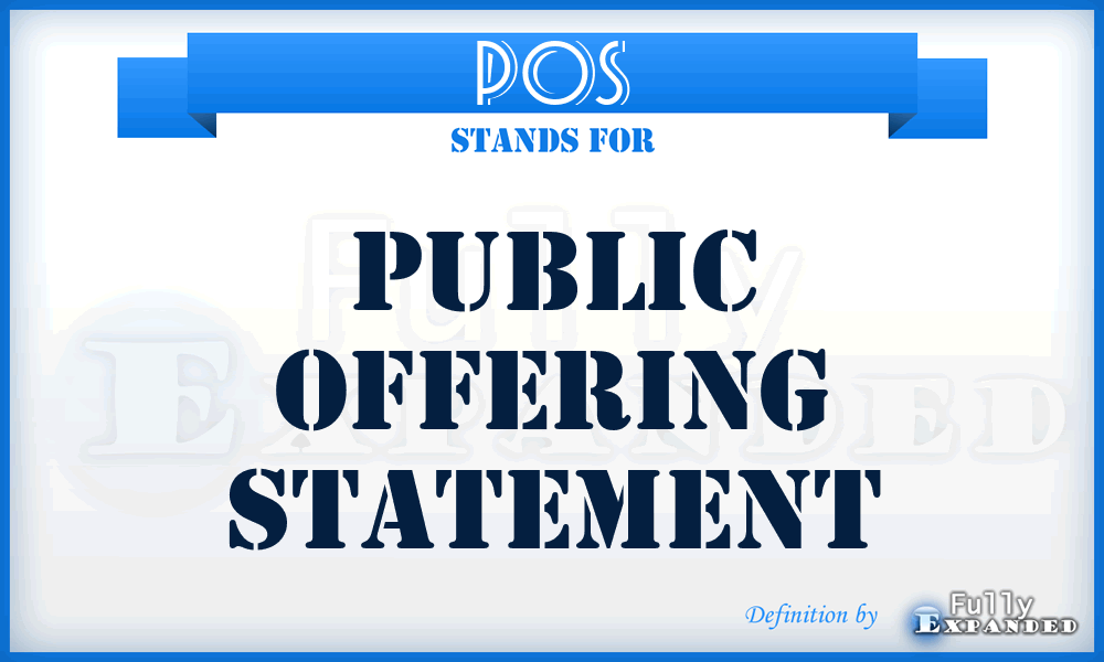 POS - Public Offering Statement