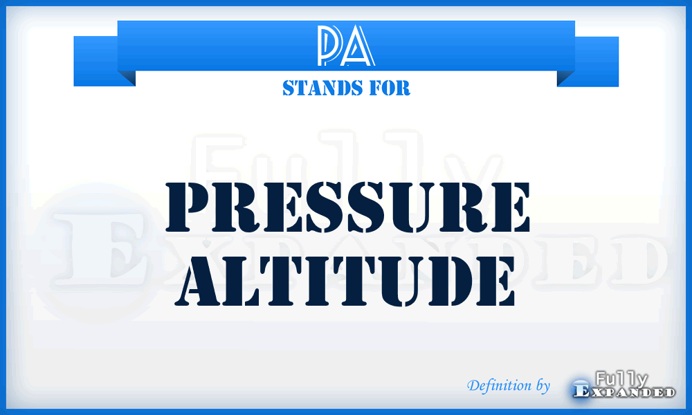 PA - Pressure Altitude