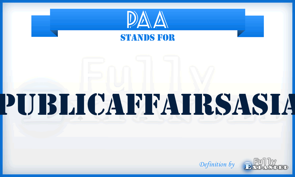 PAA - PublicAffairsAsia
