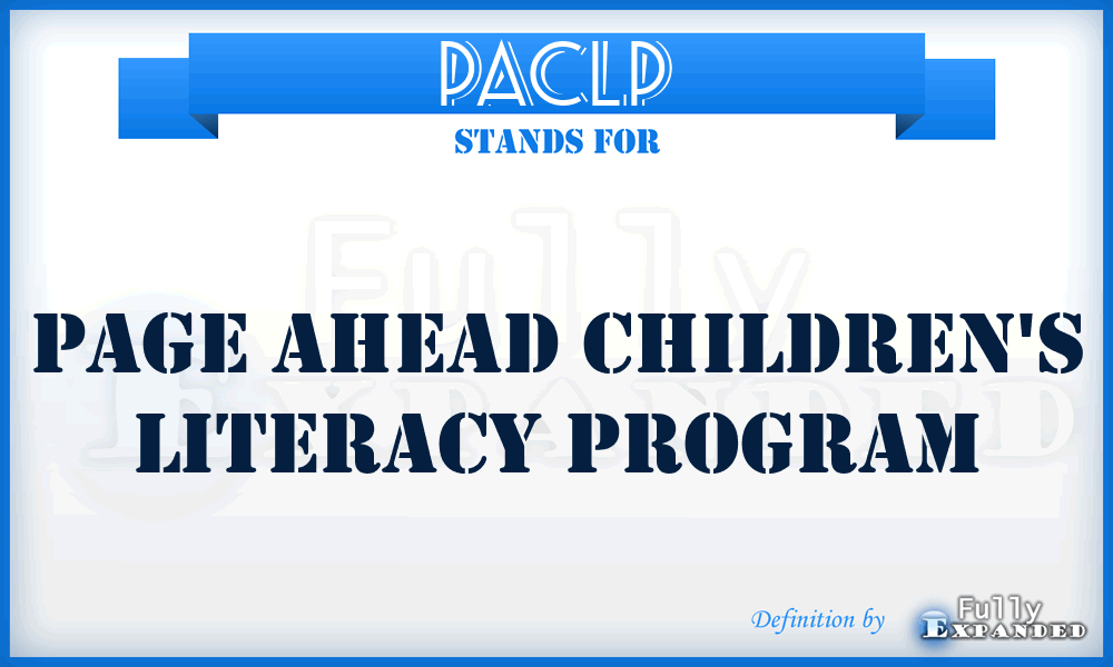 PACLP - Page Ahead Children's Literacy Program