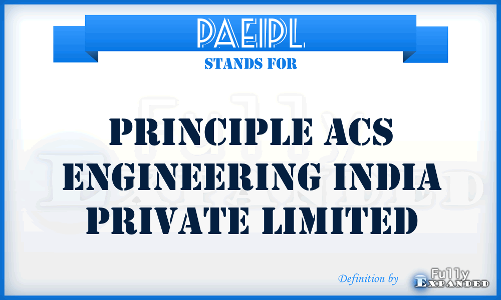 PAEIPL - Principle Acs Engineering India Private Limited
