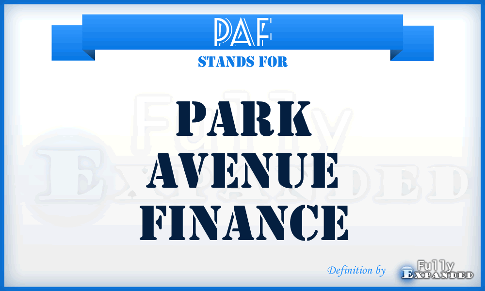 PAF - Park Avenue Finance