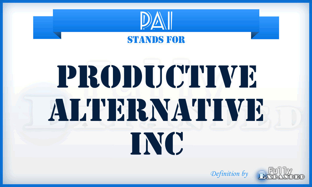 PAI - Productive Alternative Inc