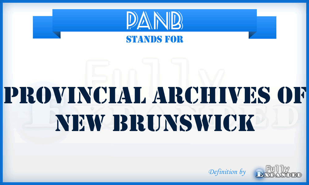 PANB - Provincial Archives of New Brunswick
