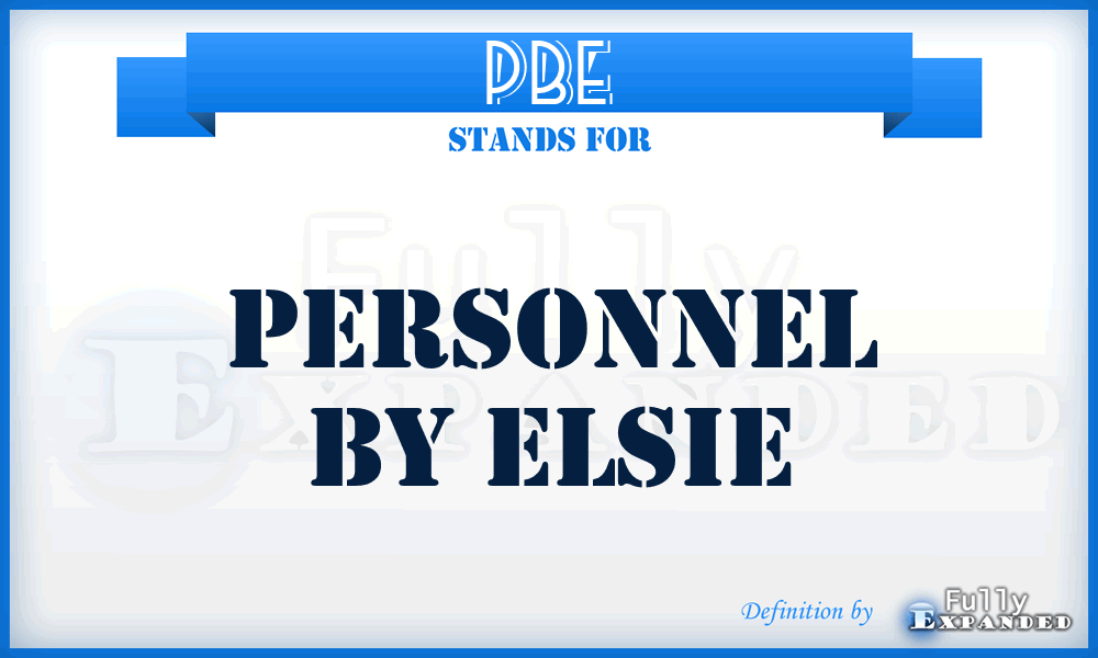 PBE - Personnel By Elsie