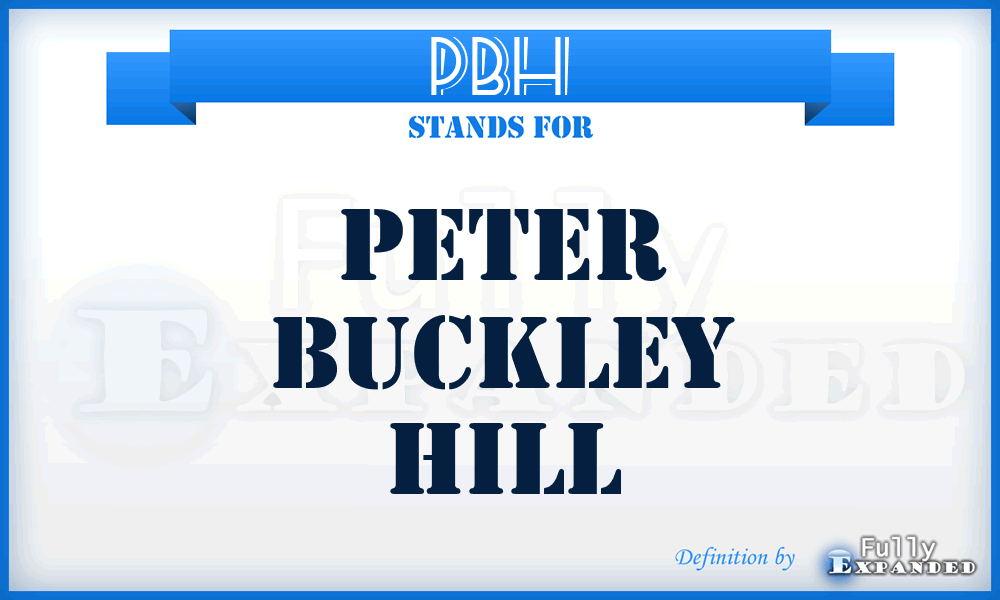 PBH - Peter Buckley Hill