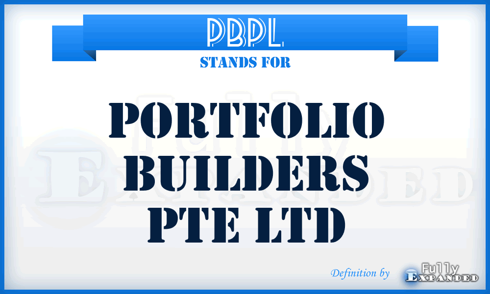 PBPL - Portfolio Builders Pte Ltd