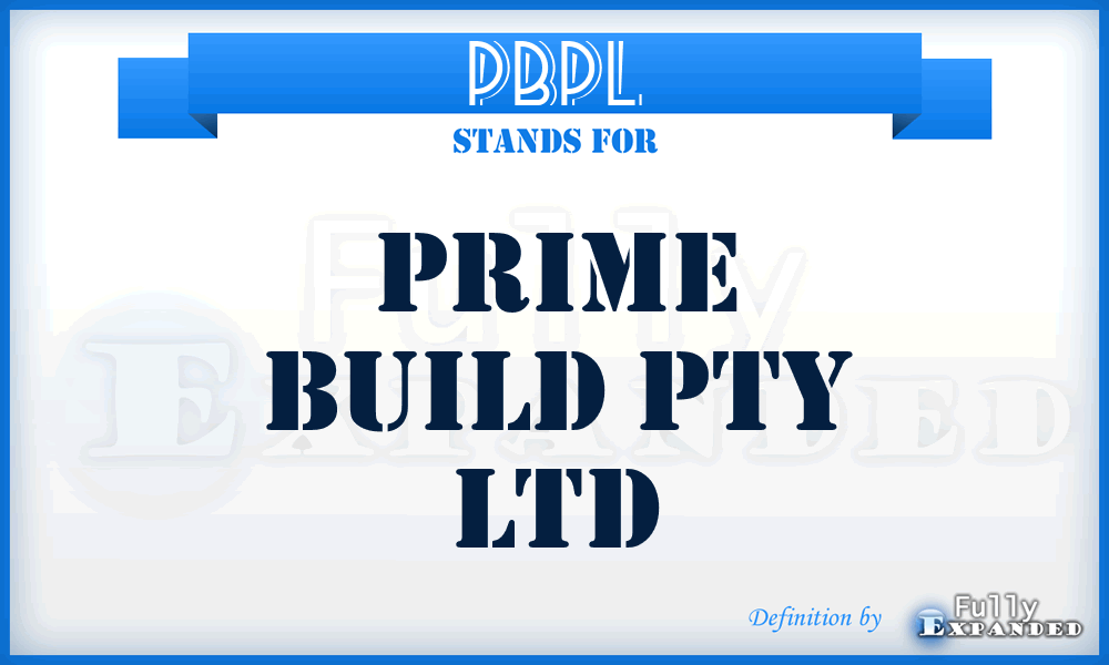 PBPL - Prime Build Pty Ltd