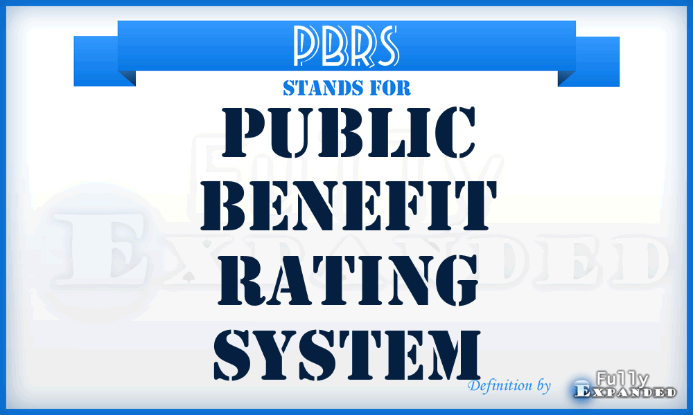 PBRS - Public Benefit Rating System