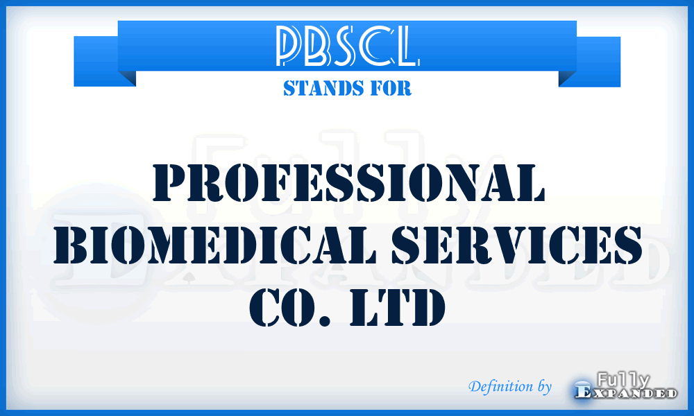 PBSCL - Professional Biomedical Services Co. Ltd