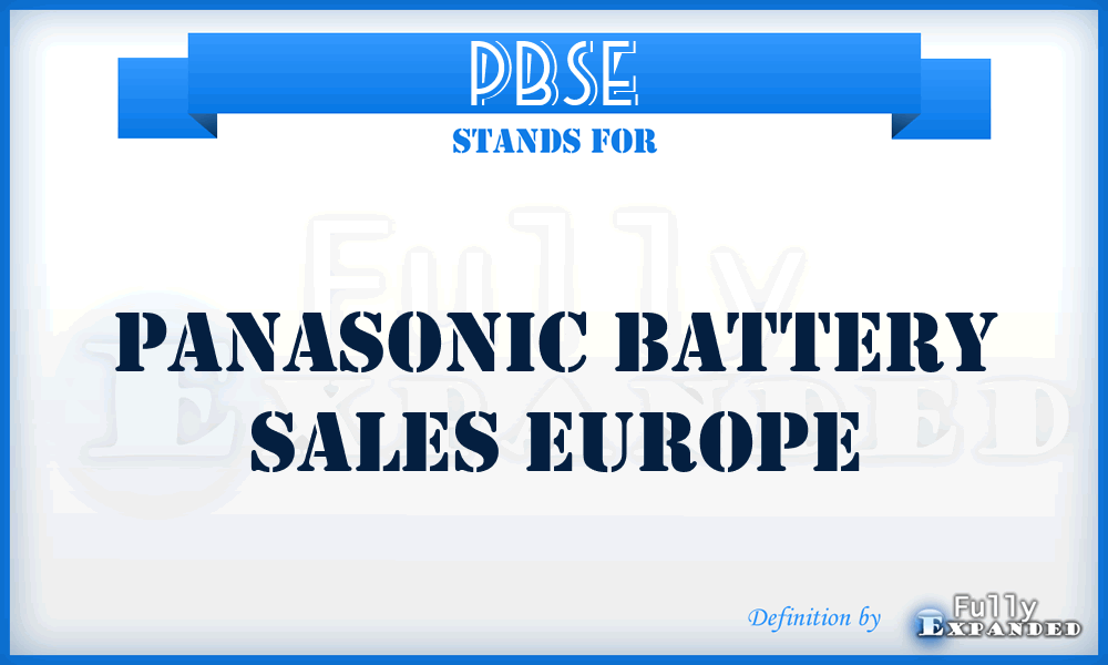 PBSE - Panasonic Battery Sales Europe