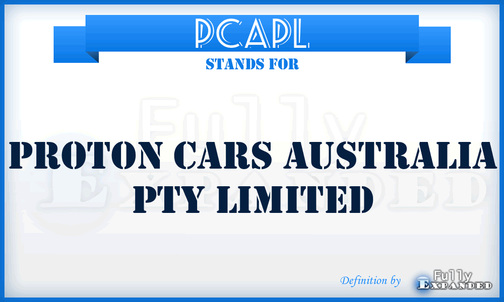 PCAPL - Proton Cars Australia Pty Limited