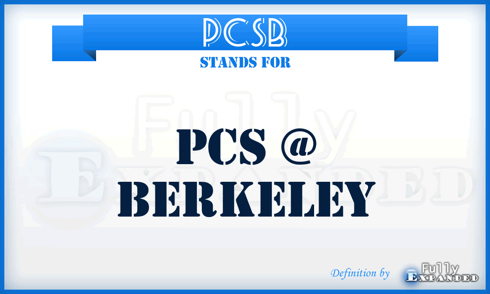 PCSB - PCS @ Berkeley