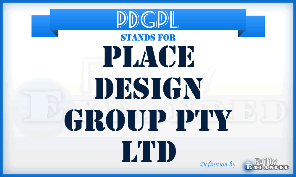 PDGPL - Place Design Group Pty Ltd