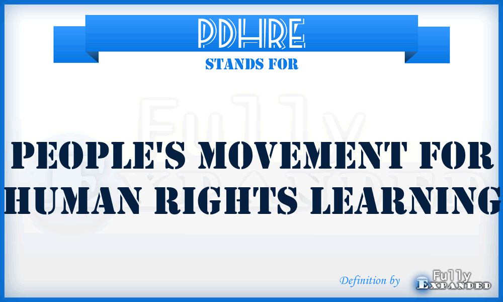 PDHRE - People's Movement for Human Rights Learning