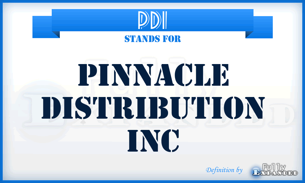 PDI - Pinnacle Distribution Inc