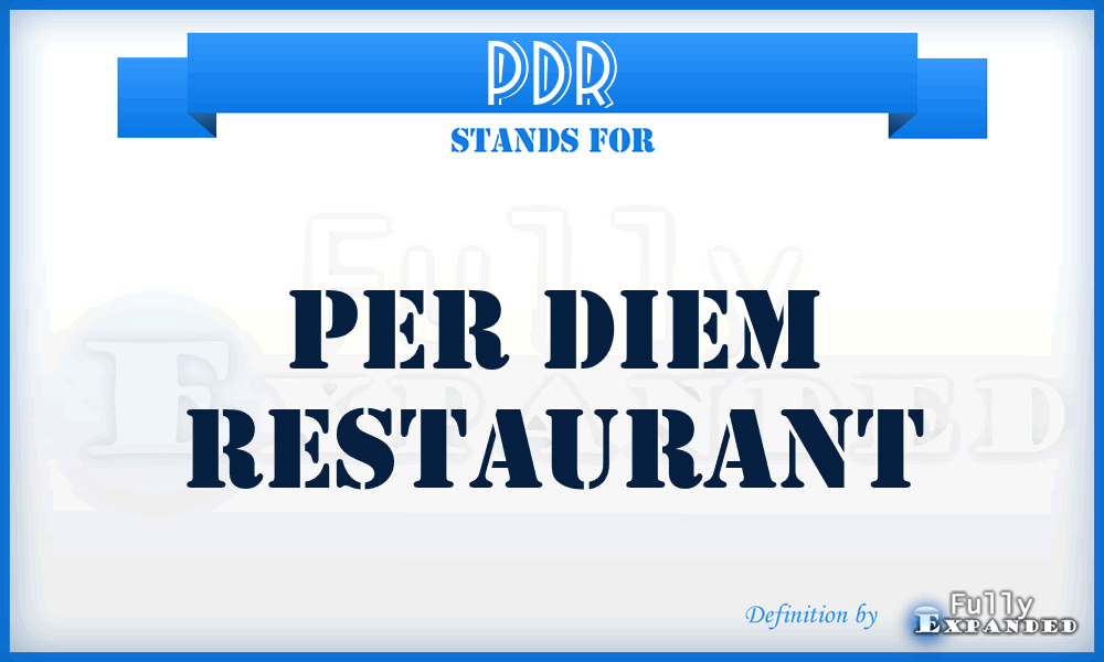 PDR - Per Diem Restaurant