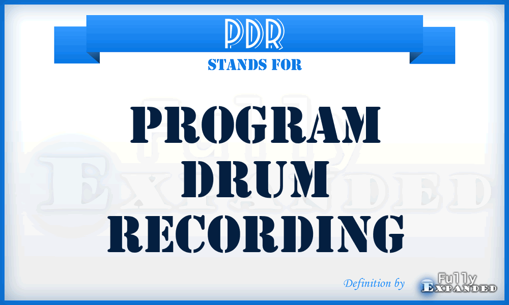 PDR - program drum recording