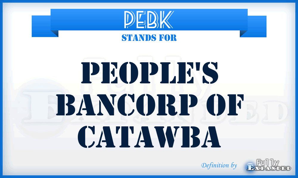 PEBK - People's Bancorp of Catawba