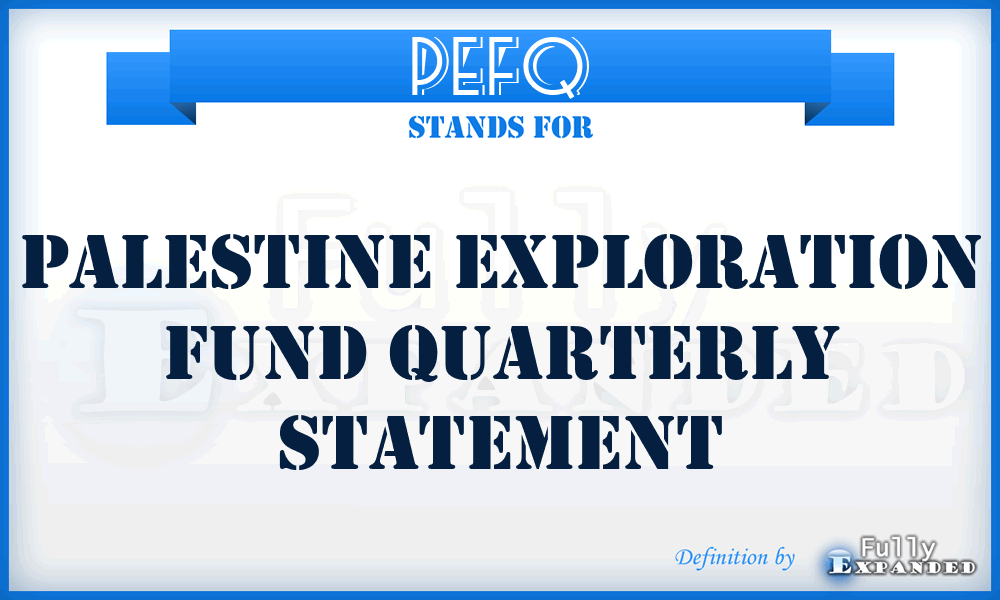 PEFQ - Palestine Exploration Fund Quarterly Statement
