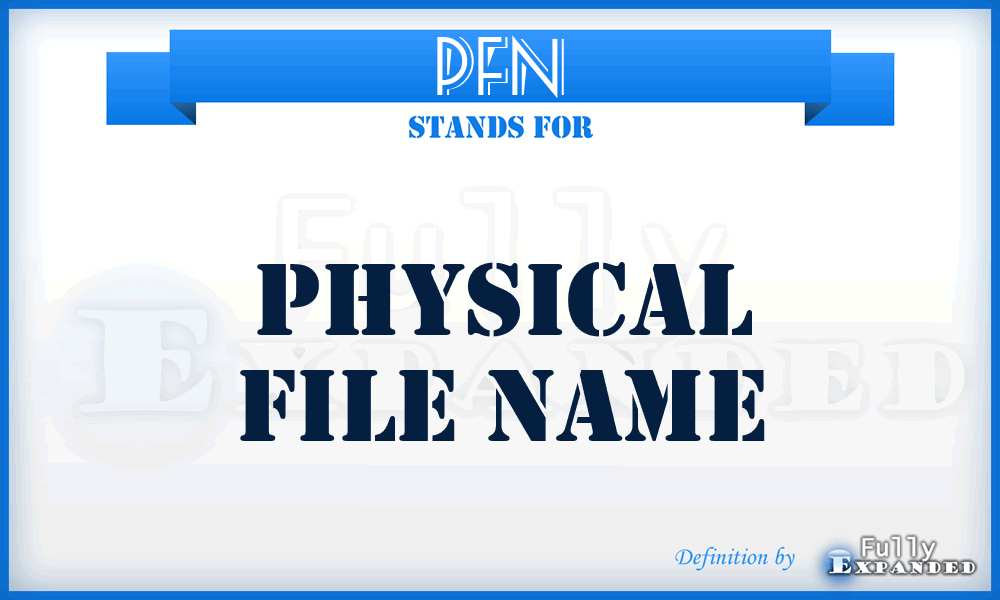 PFN - Physical File Name