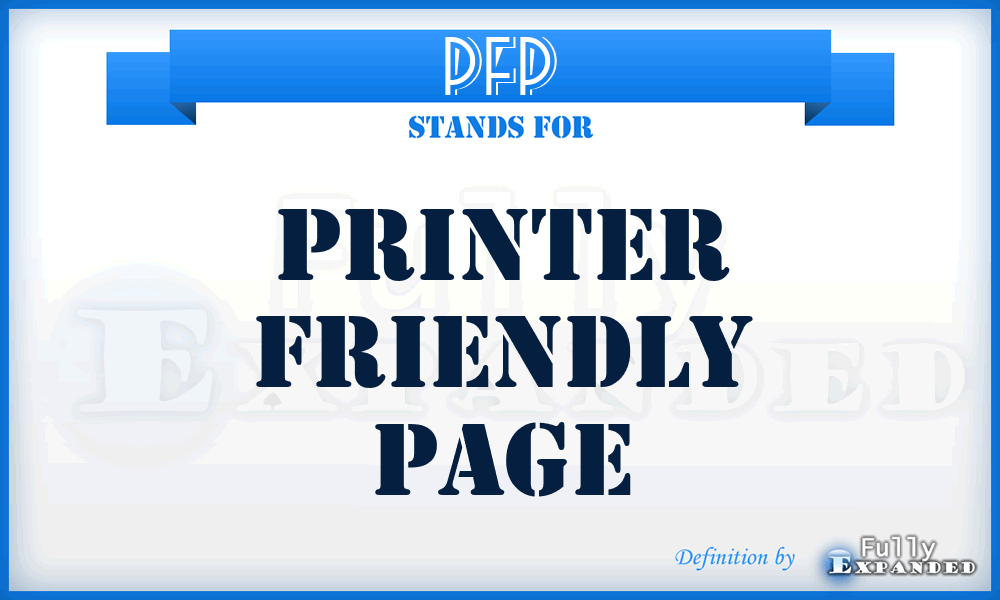 PFP - Printer Friendly Page