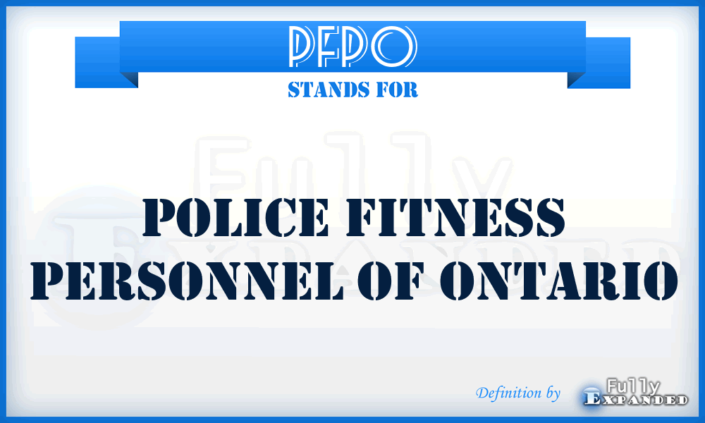 PFPO - Police Fitness Personnel of Ontario
