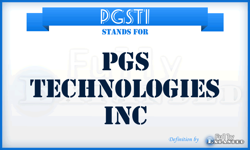 PGSTI - PGS Technologies Inc