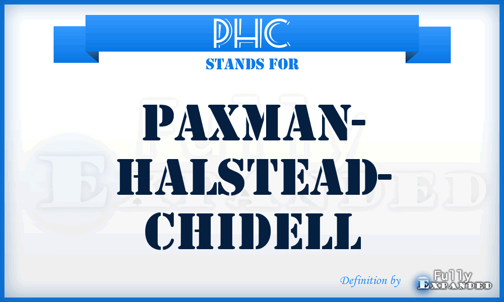 PHC - Paxman- Halstead- Chidell