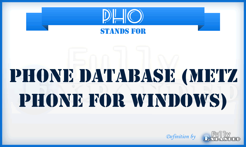 PHO - Phone database (Metz Phone for Windows)