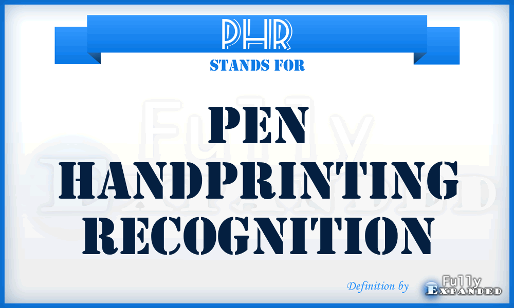 PHR - Pen Handprinting Recognition