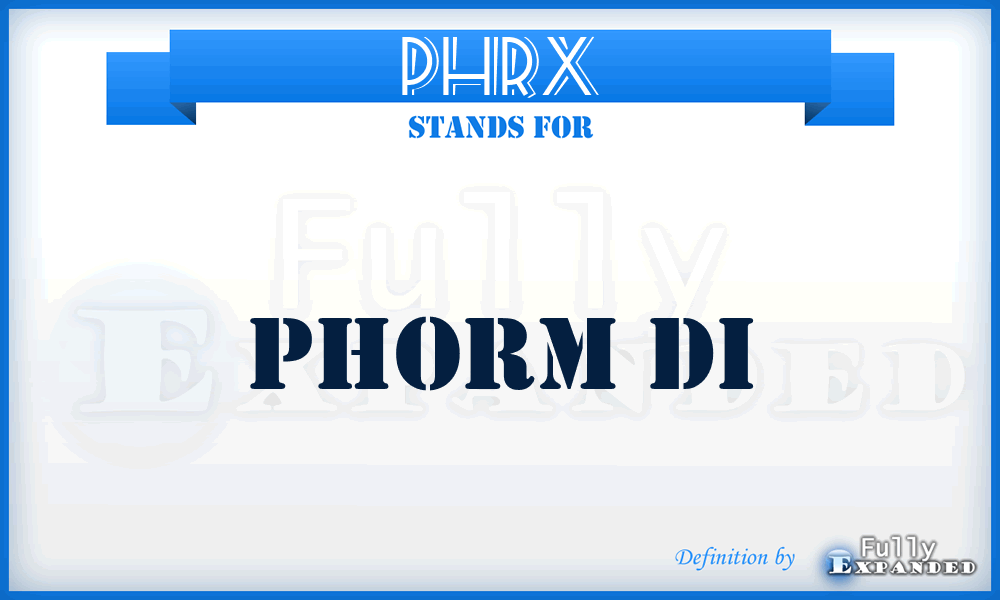 PHRX - Phorm Di