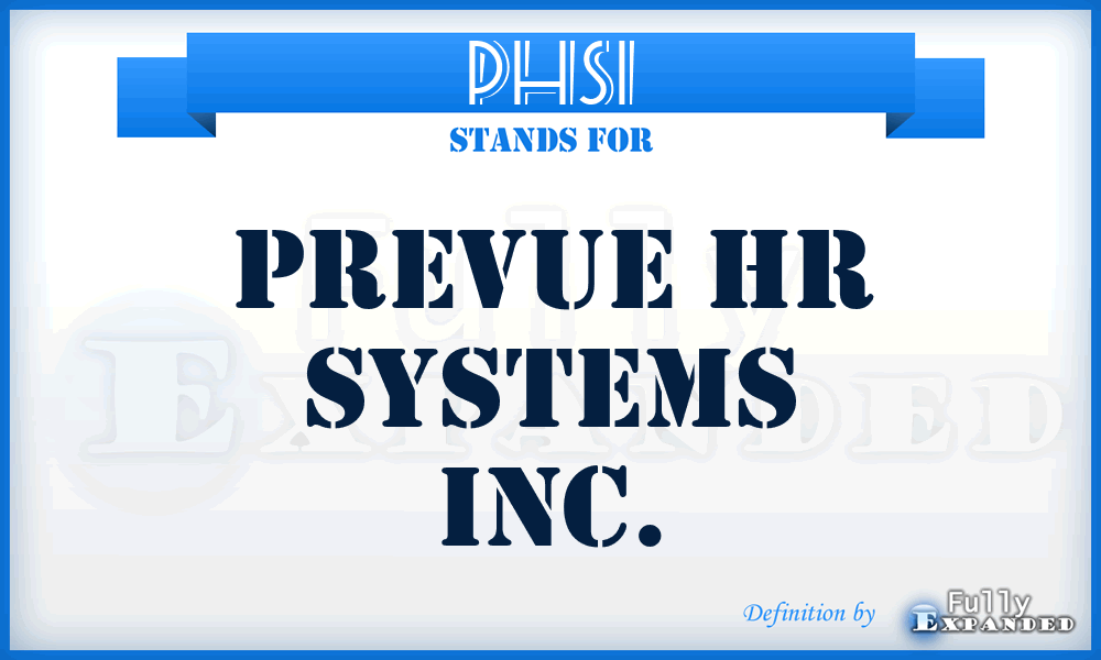 PHSI - Prevue Hr Systems Inc.