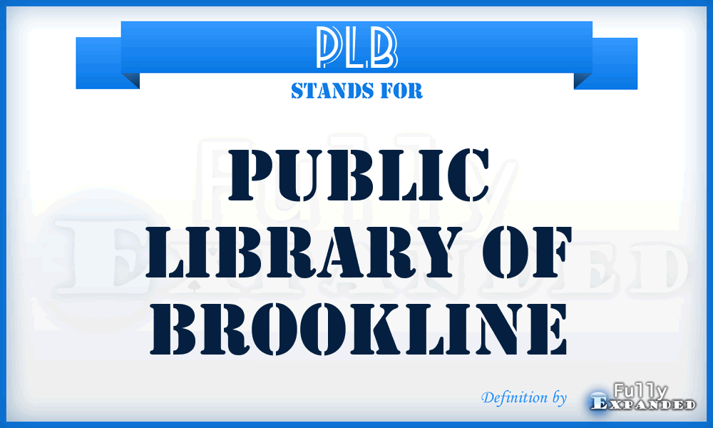PLB - Public Library of Brookline