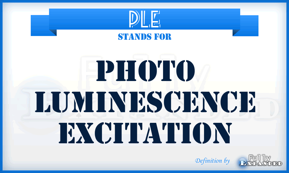 PLE - Photo Luminescence Excitation