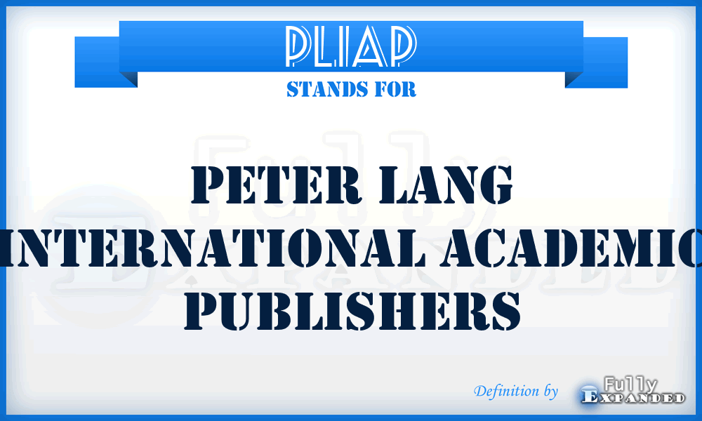 PLIAP - Peter Lang International Academic Publishers