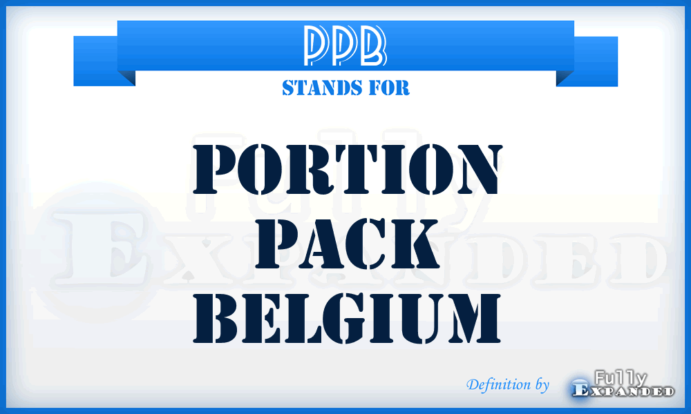 PPB - Portion Pack Belgium