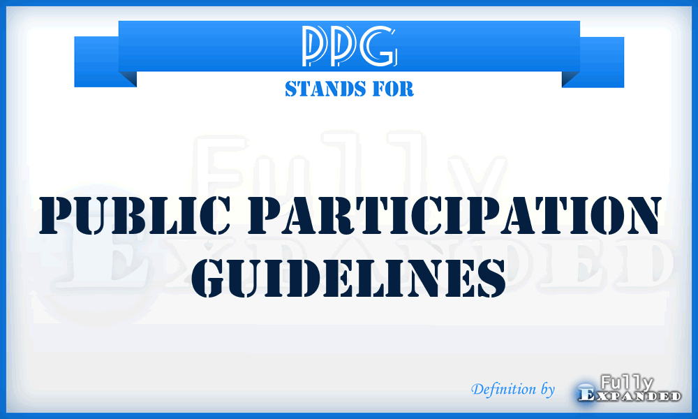 PPG - Public Participation Guidelines
