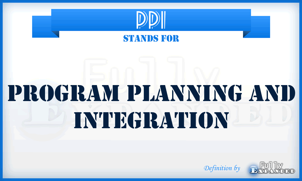 PPI - Program Planning and Integration