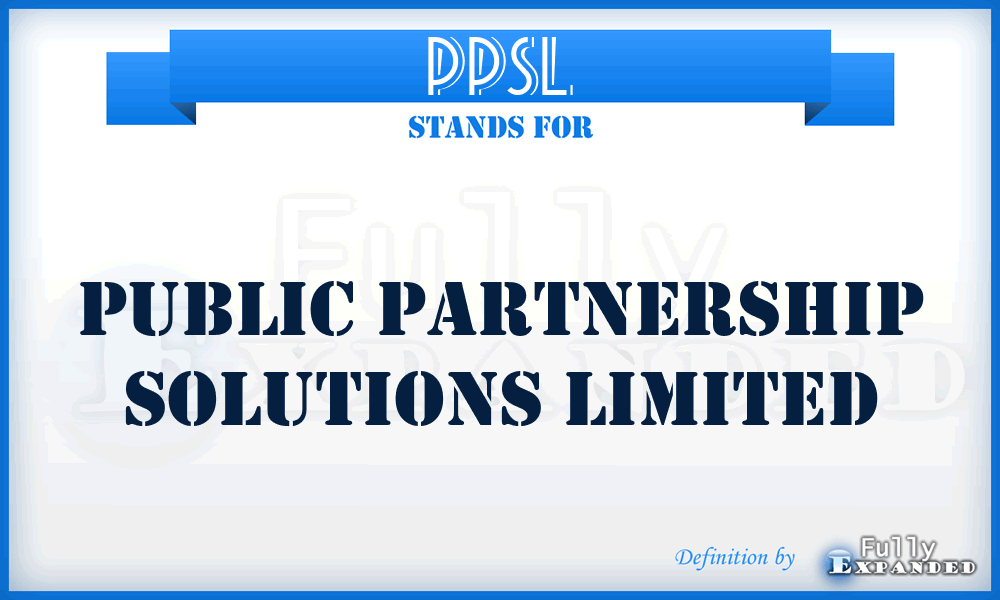 PPSL - Public Partnership Solutions Limited