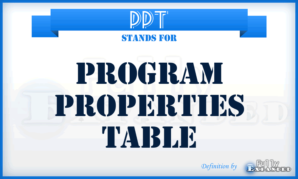 PPT - Program Properties Table