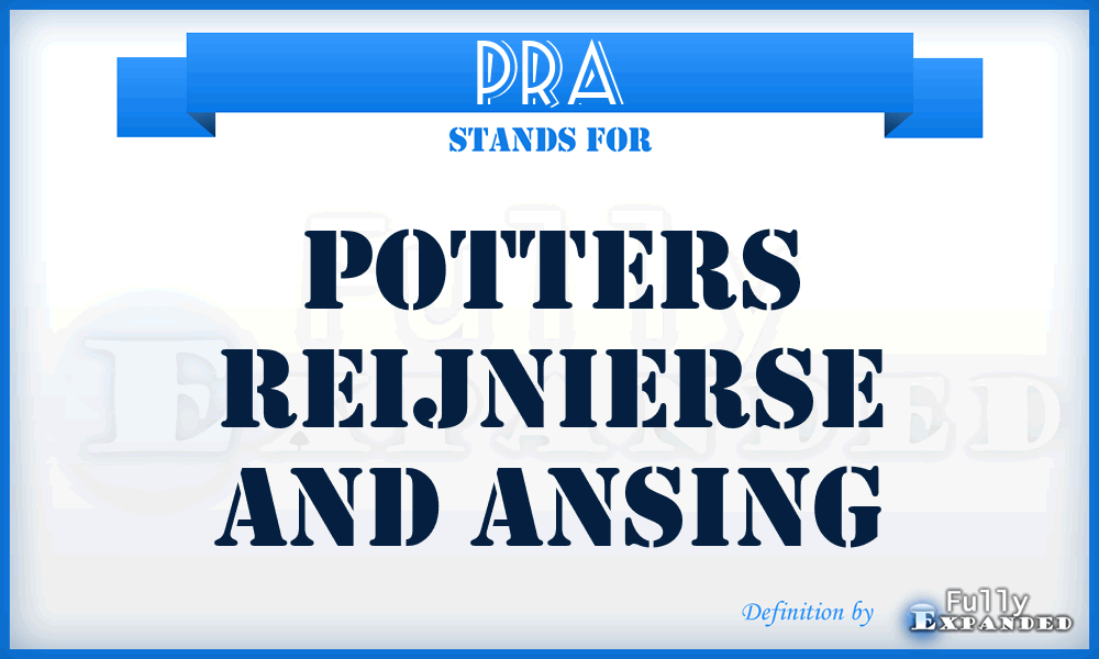 PRA - Potters Reijnierse And Ansing