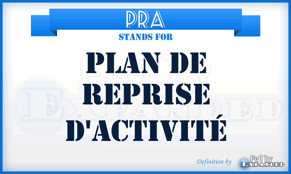PRA - Plan de Reprise d'Activité
